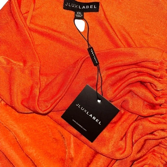 NWT JLUXLABEL Women’s Orange Strapless Ruched Side-Slit Dress - Size XXL - Picture 2 of 8